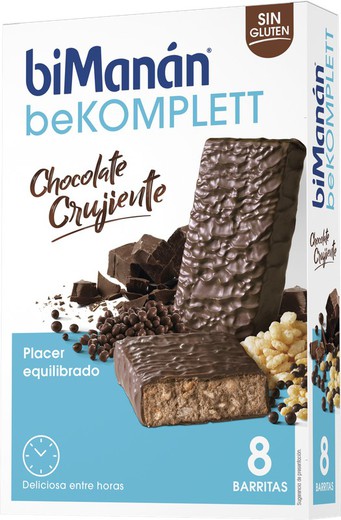 BiManán beKOMPLETT Barrita Chocolate Crujiente - 8 Unidades