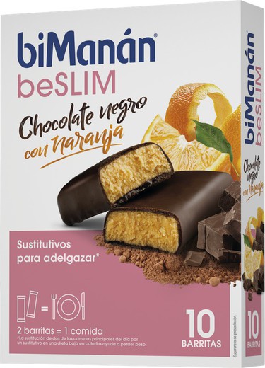 biManán beSLIM Barritas Chocolate Naranja - 10 Unidades