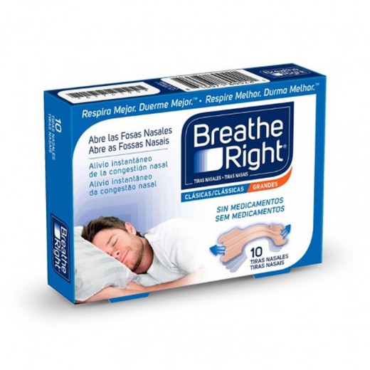 Breathe Right Tira Adhesiva Nasal grande, 10 Uds