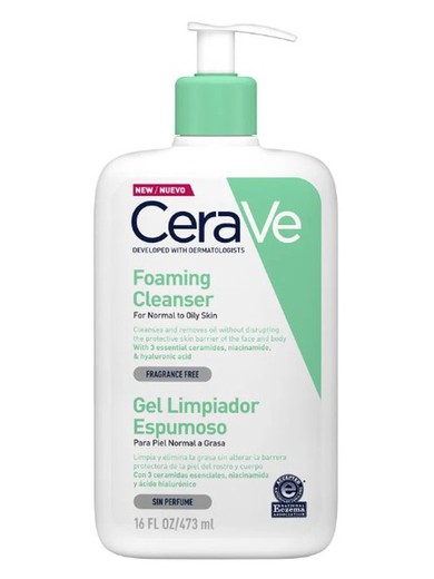 CERAVE GEL LIMPIADOR ESPUMOSO, 473ML