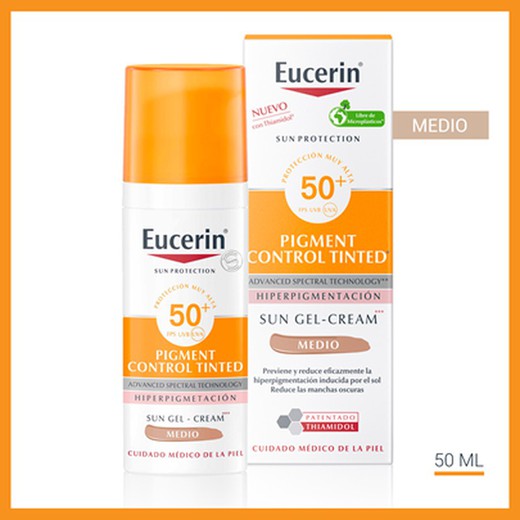 Eucerin Sun Pigment Control FPS 50+ con color tono medio 50 ml