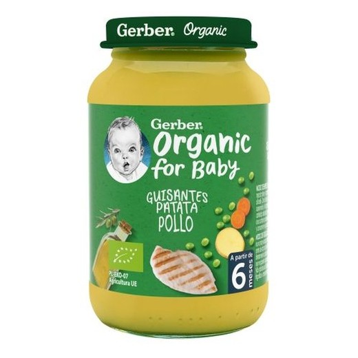 Gerber Tarrito Organic Guisantes, Patata y Pollo 190g