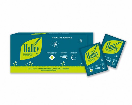 Halley Repelente de insectos  10 toallitas monodosis