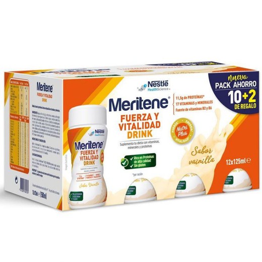 Meritene Drink Fuerza y Vitalidad 10+2 125 ml Sabor Vainilla