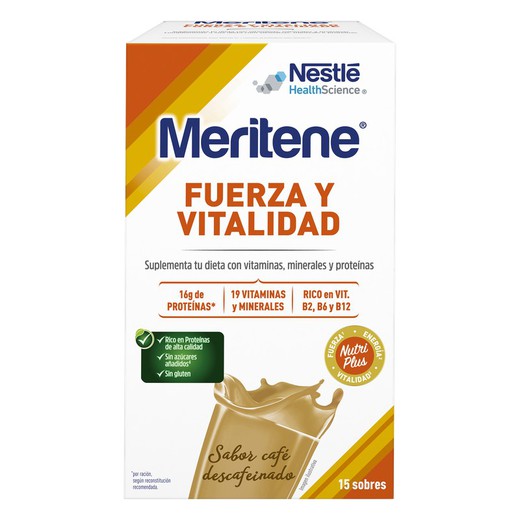 Meritene Fuerza y Vitalidad Batido  15 Sobres Sabor  Cafe Descafeinado