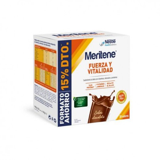 Meritene Fuerza y Vitalidad Batido 30 Sobres Sabor Chocolate