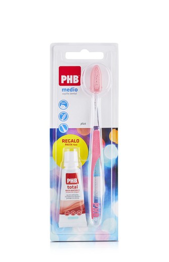 PHB Cepillo Plus Medio + Pasta PHB Total 15 ml