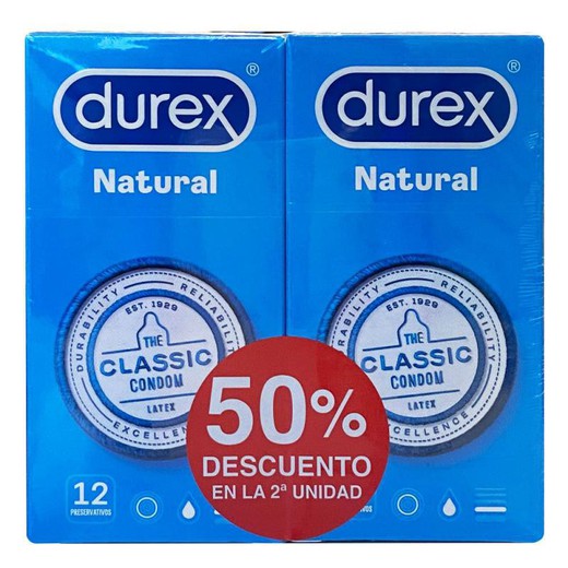 Preservativos Durex Natural 2 X 12 uds 50%Dto en la 2ª ud