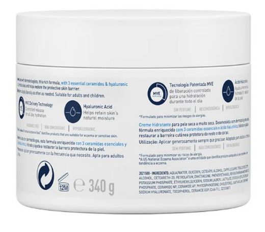 CERAVE CREMA HIDRATANTE, 340 GRS