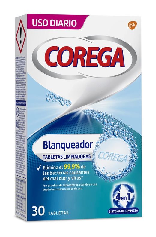 Corega Blanqueador 30 tabletas efervescentes