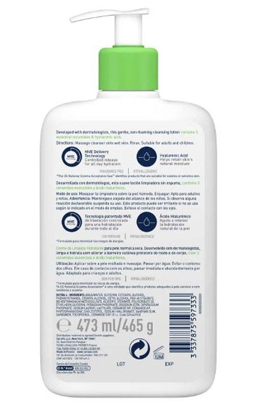 CERAVE LIMPIADOR HIDRATANTE, 473ML