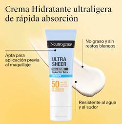 Neutrogena solar Ultra sheer crema invisible hidratante SPF50 50 ML