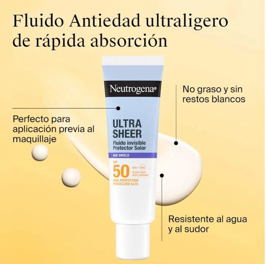 Neutrogena solar Ultra sheer fluído invisible anti-edad SPF50 50 ml