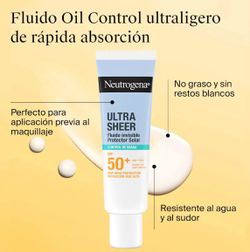 Neutrogena solar Ultra sheer fluído invisible control de grasa SPF50 50 ML