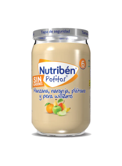 Nutribén potitos manzana, naranja, plátano y pera 1 envase 235g  +6 meses
