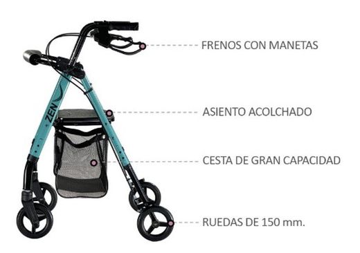 Rollator con Frenos por Maneta ZEN SLIM REF: AD153
