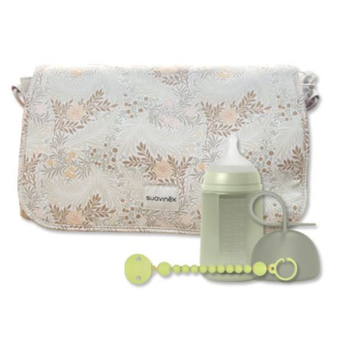 Suavinex bolso maternidad  bandolera poetry estampado beige