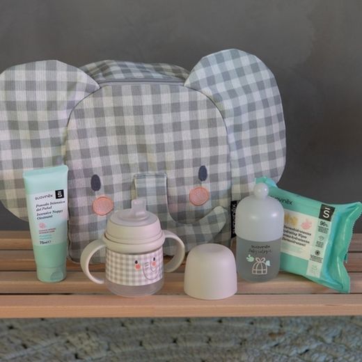 Suavinex Mochila Guardería Elefante con Cosmética, Gris