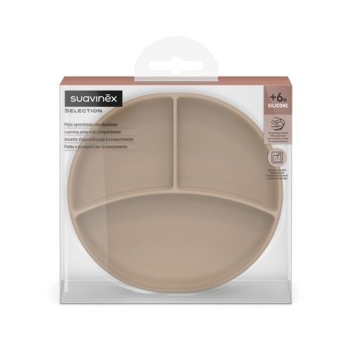 Suavinex plato con divisiones silicona selection +6 meses 1 unidad colour essence marrón