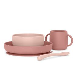 Suavinex  Vajilla para Bebé de Silicona, con Ventosas, Colour Essence Rosa