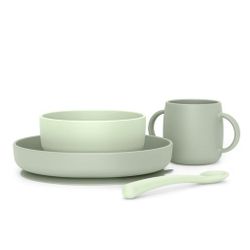 Suavinex  Vajilla para Bebé de Silicona, con Ventosas, Colour Essence Verde