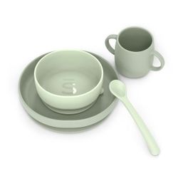 Suavinex  Vajilla para Bebé de Silicona, con Ventosas, Colour Essence Verde
