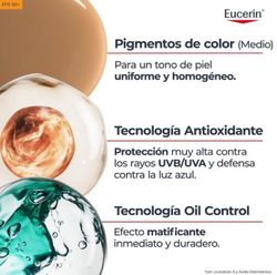 Eucerin Sun Face Oil Control FPS 50+ con color tono medio 50 ml