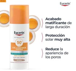 Eucerin Sun Face Oil Control FPS 50+ con color tono medio 50 ml